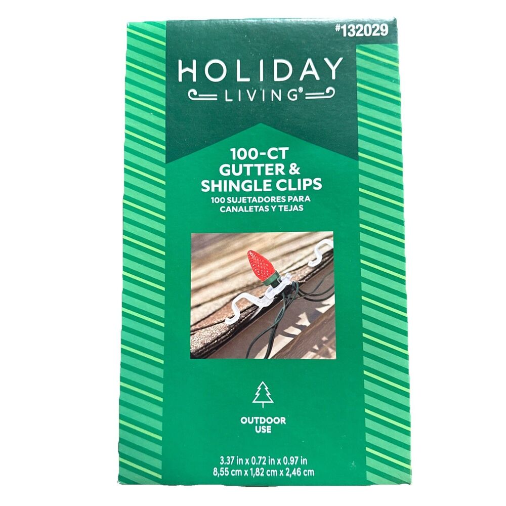 Holiday Living 100 CT Gutter Shingle Clips Outdoor Lights 132029